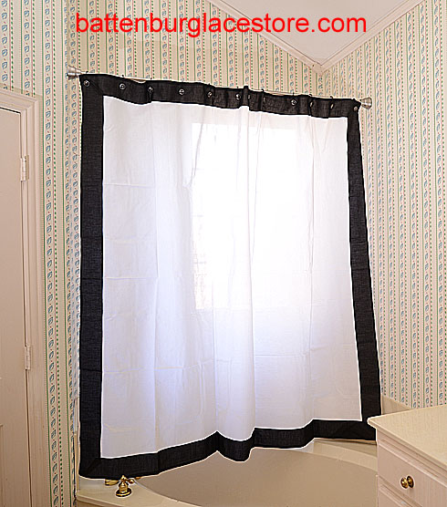 Hemstitch Shower Curtain Black Border - Click Image to Close